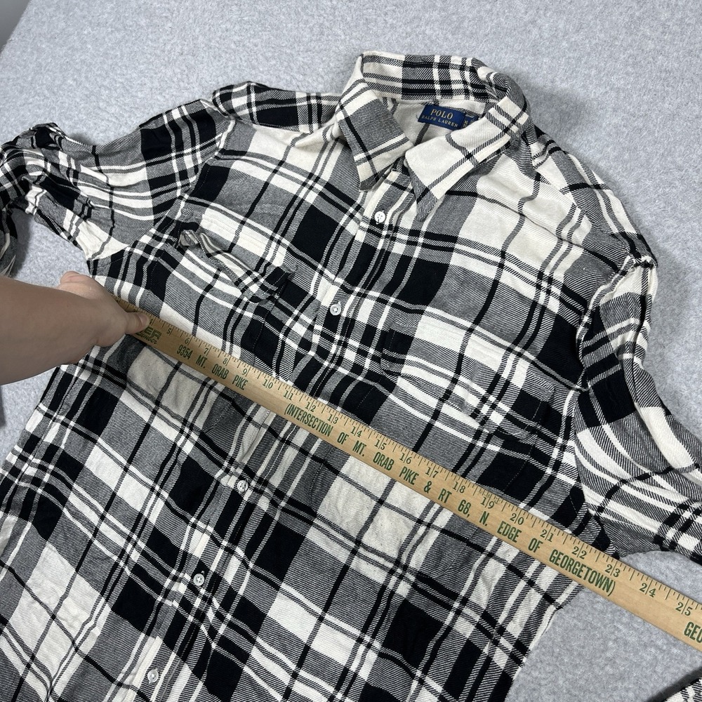 Polo Ralph Lauren Shirt Mens XL Black 100% Viscoe Rayon Button Up Plaid Long Sle - Picture 2 of 9